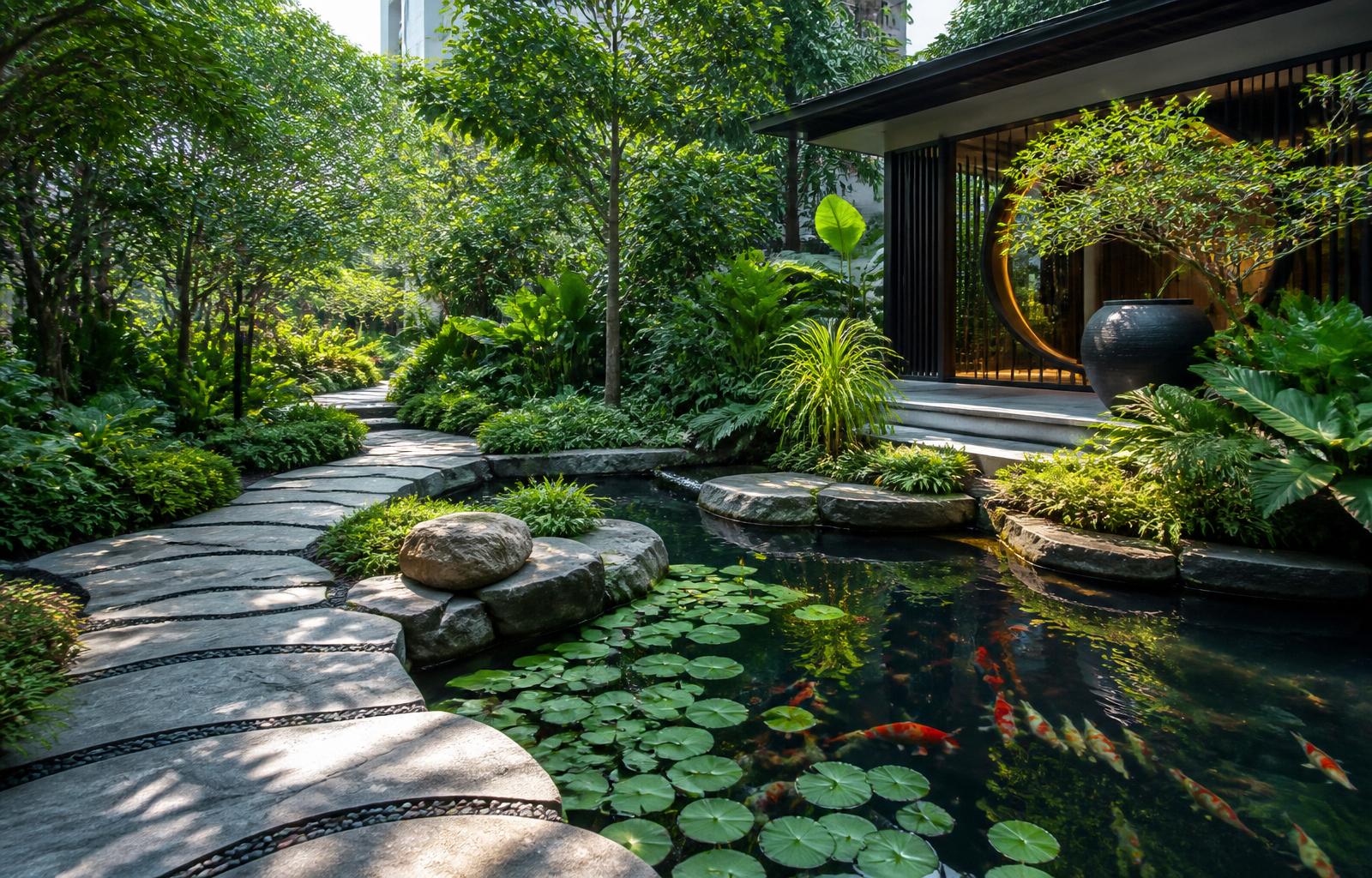 Koi pond landscape